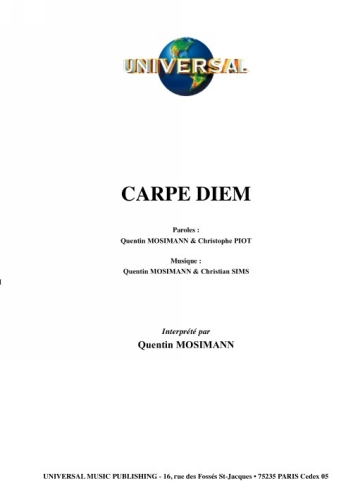  Mosimann, Quentin : Carpe Diem