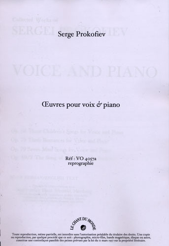 Prokofiev, Serge : Chants et Romances, vol. 1
