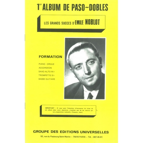 Noblot, Émilie : 1er Album De Paso Dobles ? Les Grands Succès D'émile Noblot