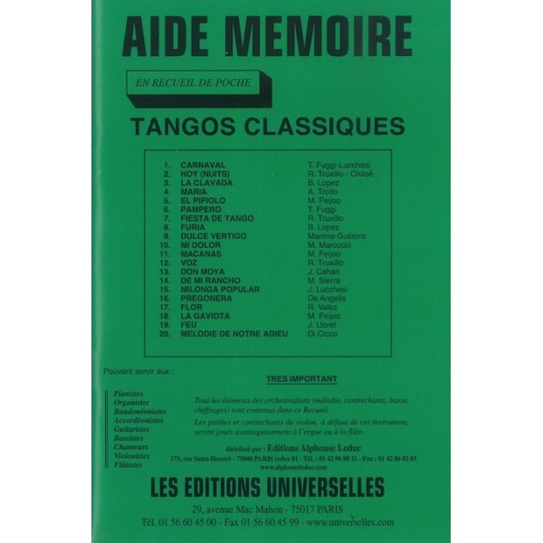 Aide Mmoire ? Tangos Classiques