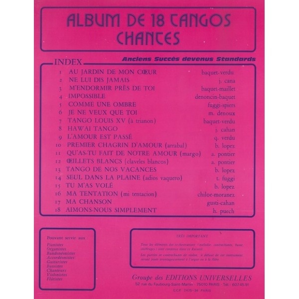 Album De 18 Tangos Chantés