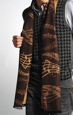 Scarf Music Notes Brown