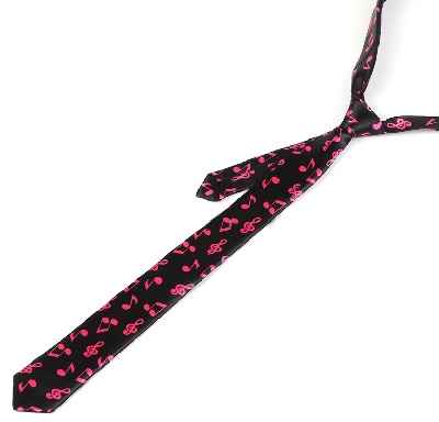 Cravate - Motifs Musicaux Noire and Rose
[Tie - with Music Notes Black and Pink]