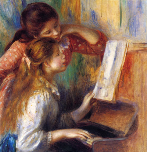 Carte Postale d\'Art `Jeunes Filles au Piano`